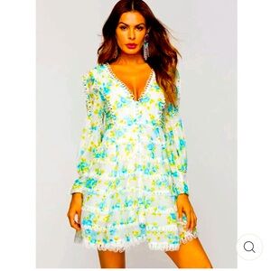 Asos Design x Daffina  Floral Printed Babydoll Mini Dress